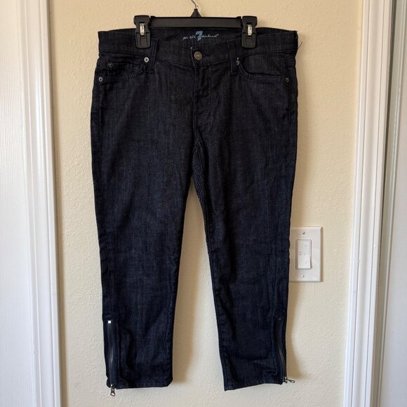 7 For All Mankind Women's Capri Blue Denim Dark Wash Jeans Sz 28 - Picture 1 of 6